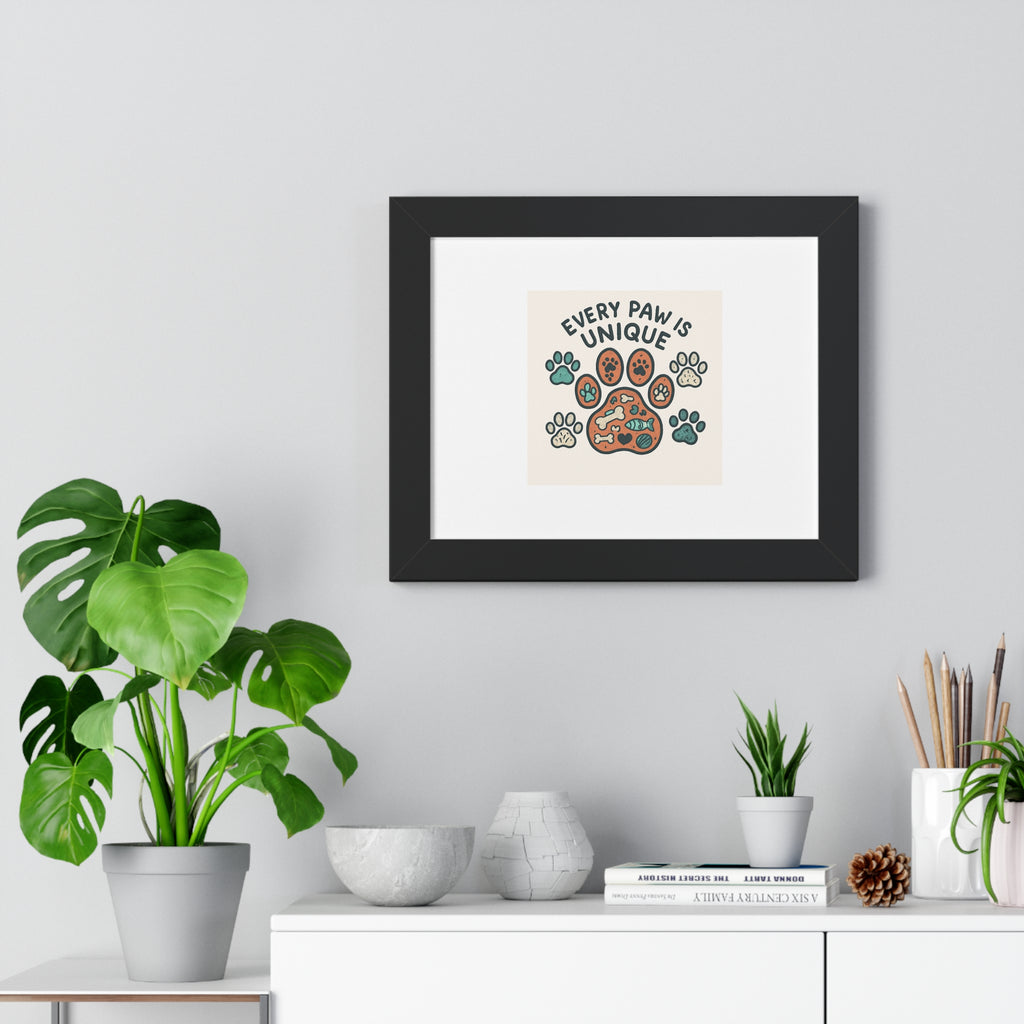 Framed Pet Lovers Poster, Unique Dog Paw Wall Art - PawsFusion-Lifestyle-Image