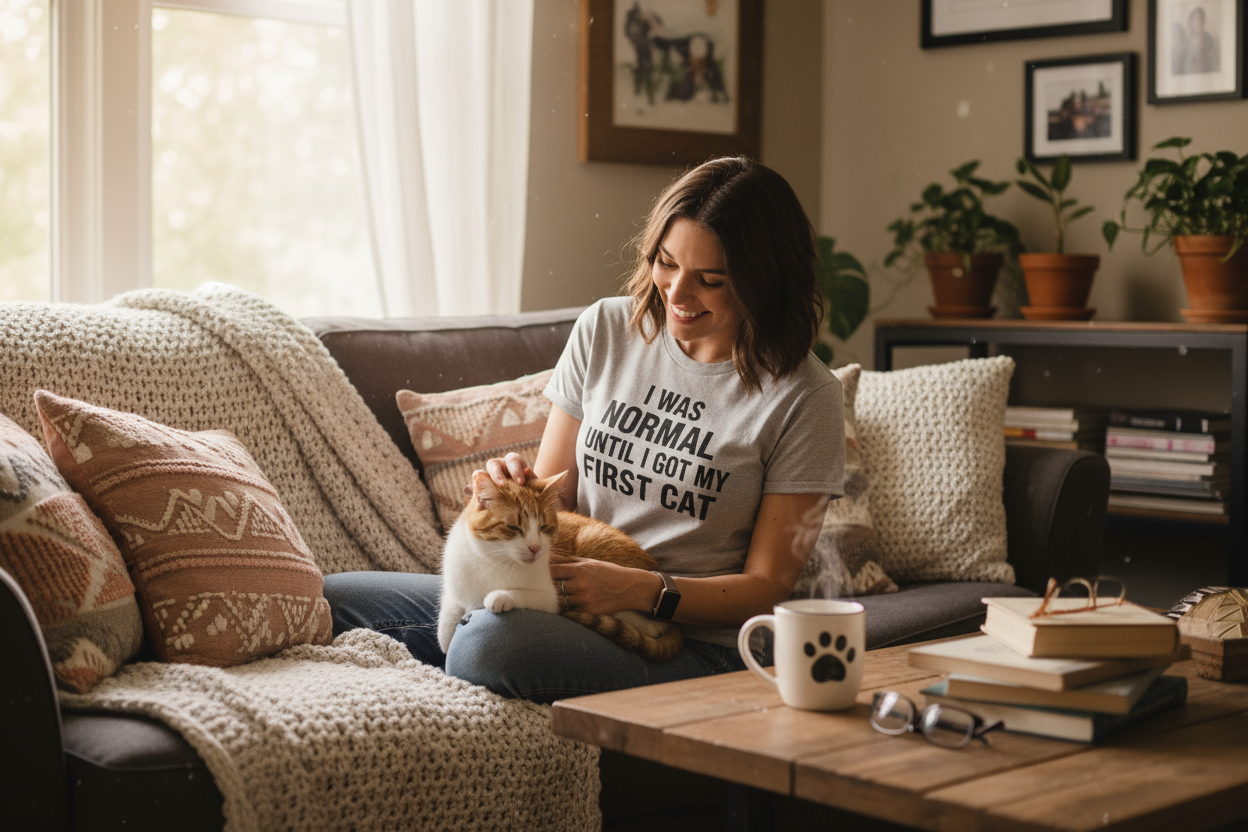 "I Was Normal Until I Got My First Cat" - Funny Cat Lover T-Shirt, Perfect Gift