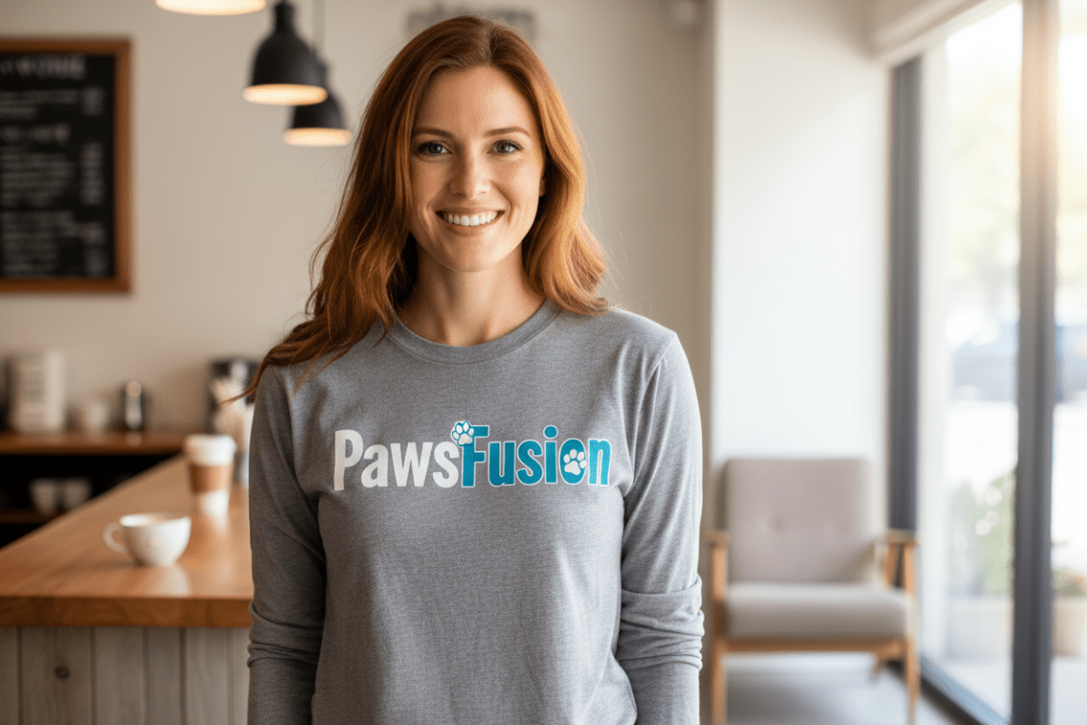 Paws Fusion Long Sleeve Tee, Animal Enthusiast Apparel - PawsFusion-Lifestyle-Image